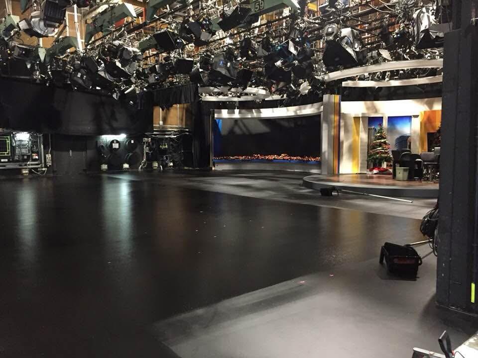 Large scale commercial floor painting in a matte black finish for a professional production studio in Sydney.